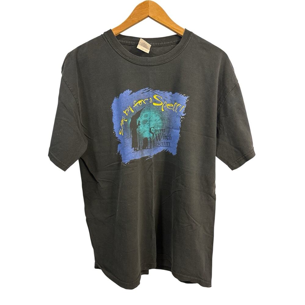 Vintage Y2K Salem Witch Museum Black T Shirt Size L Black HTF